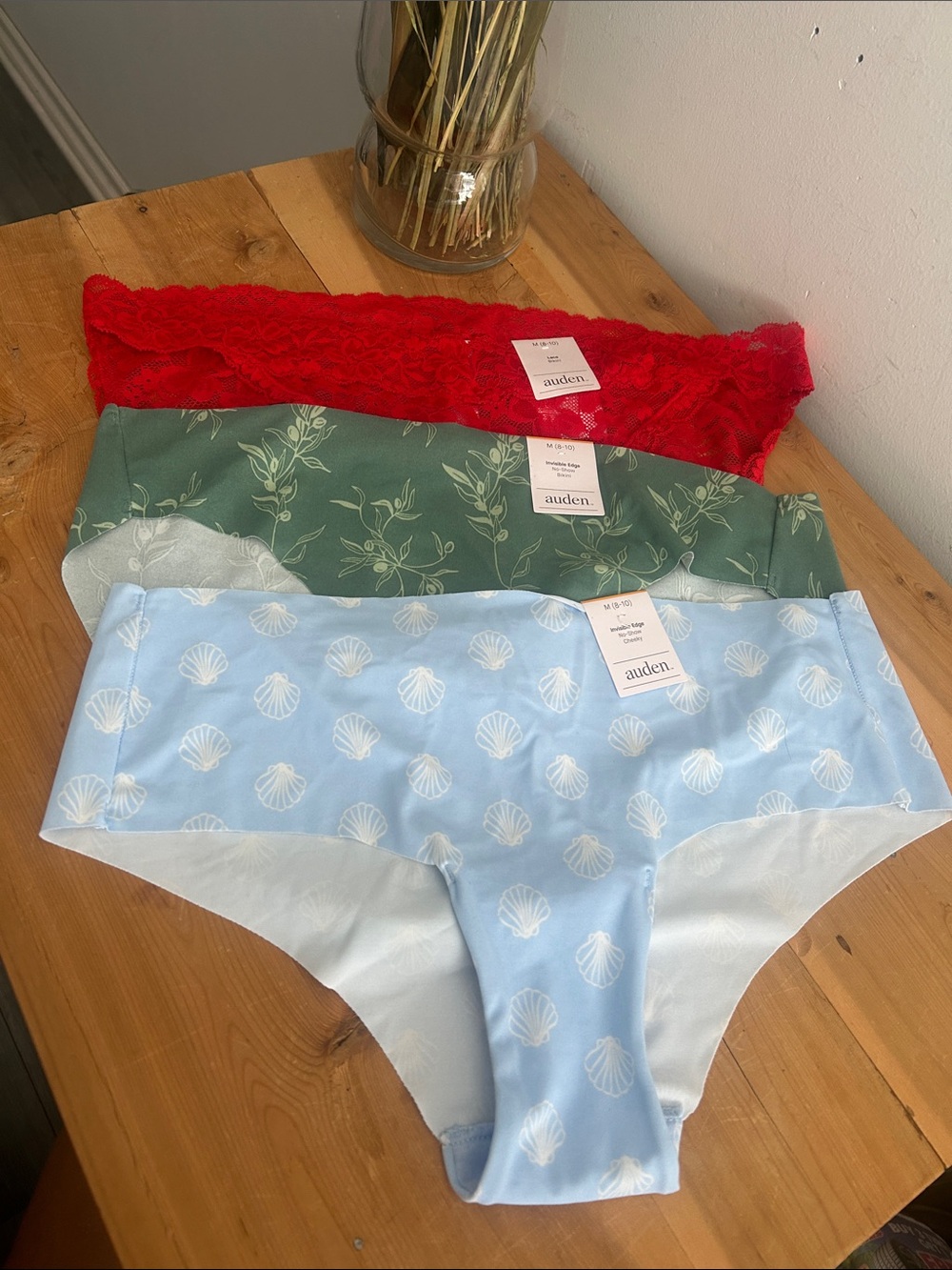 Auden, Women’s Size M 3-Pack - Red, Green, Light Blue Panties